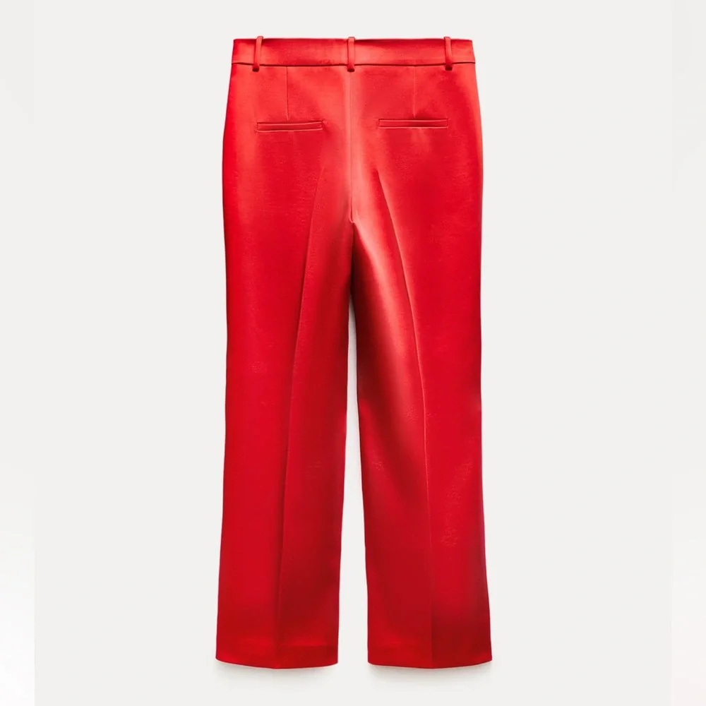 New ZARA Satin Straight Cut Pants ZW Collection